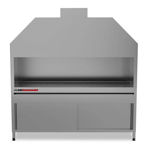 کباب پز زغالی با هود و کابین - صنایع استیل صدف - تجهیزات آشپزخانه صنعتی