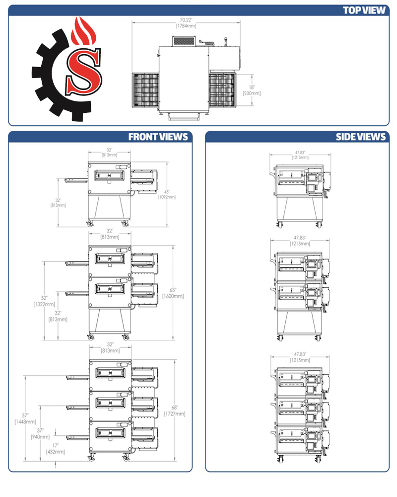 نقشه فر ریلی پخت پیتزا - صنایع استیل صدف - تجهیزات فست فود